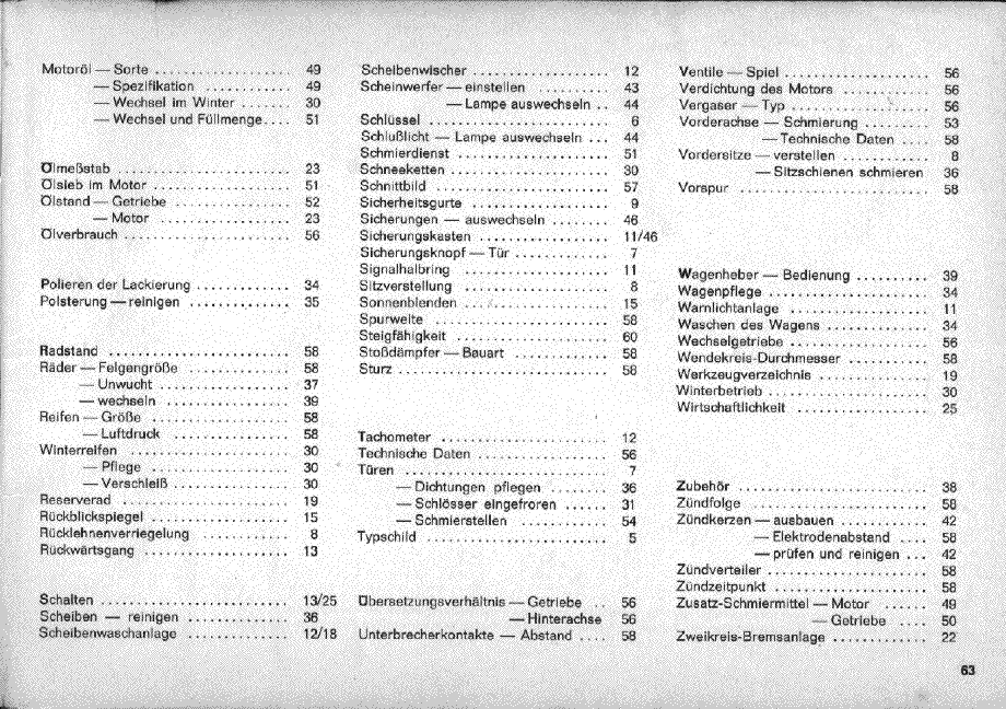VW Karmann Ghia Betriebsanleitung